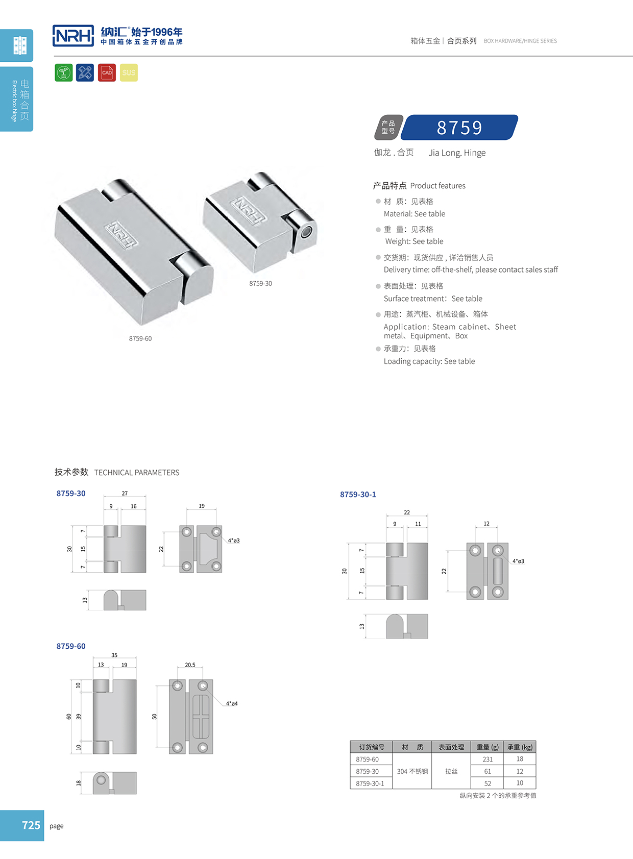 污视频在线看黄片APP/NRH 8759-30 车货柜长铰链